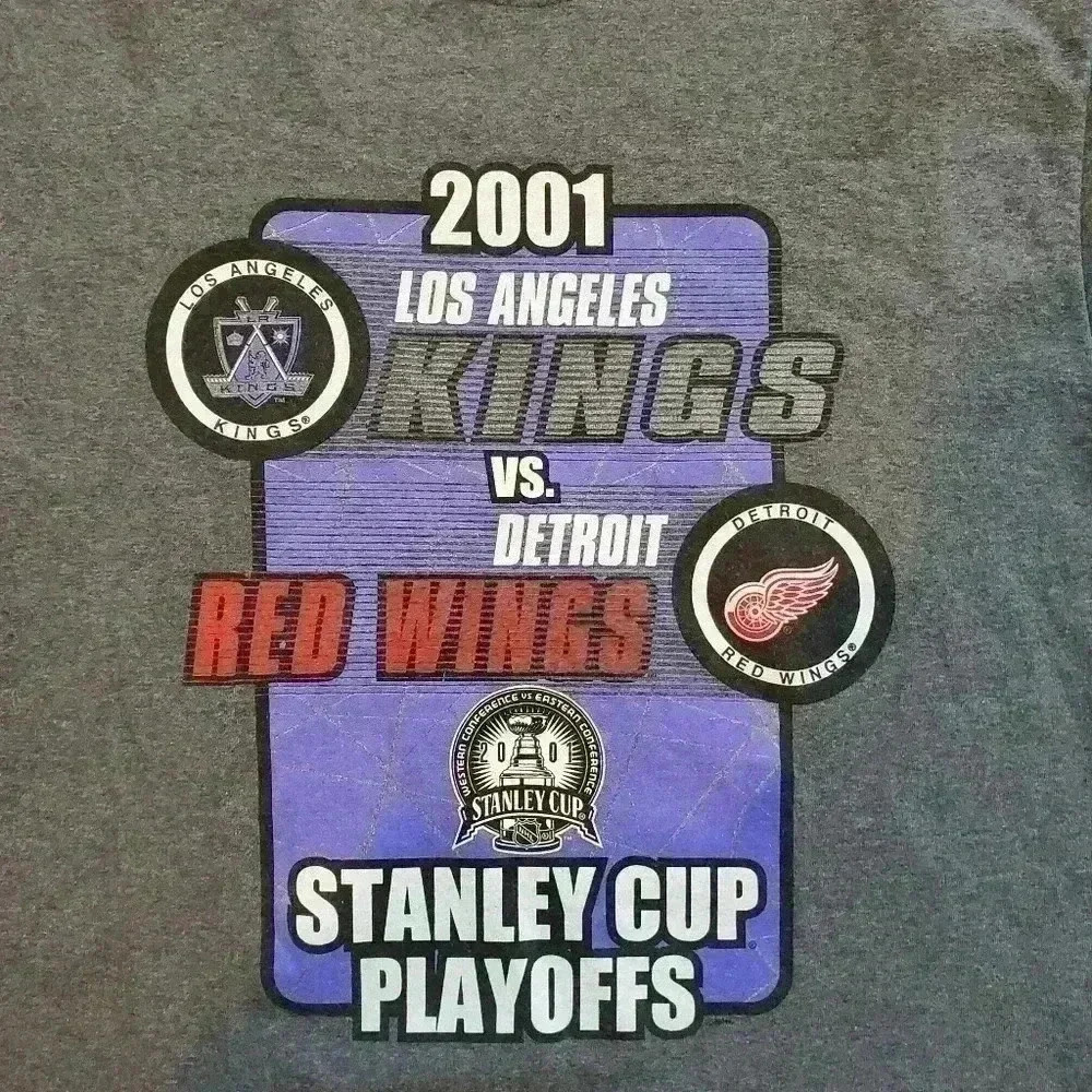 Vintage 2001 NHL Los Kings Red Wings Stanley Cup T Shirt Sz Med - Picture 4 of 6